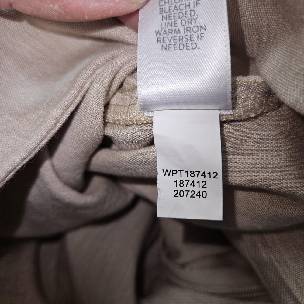 J Jill Linen Stretch Pants Women L Petite Beige Crop Straight Preppy Coastal - Picture 7 of 14
